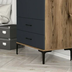 Guardaroba con cassetti noce e antracite 80x200h cm - Doriana