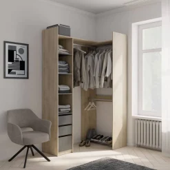 Altri Guardaroba > Dmora Guardaroba con cassetti rovere 199x218h cm - Battuda Marrone Rovere