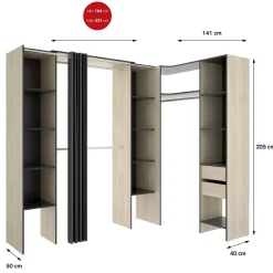 Guardaroba 3 Ante|Camera Da Letto > Dmora Guardaroba con ripiani regolabili 133x184h cm - Australia Bianco