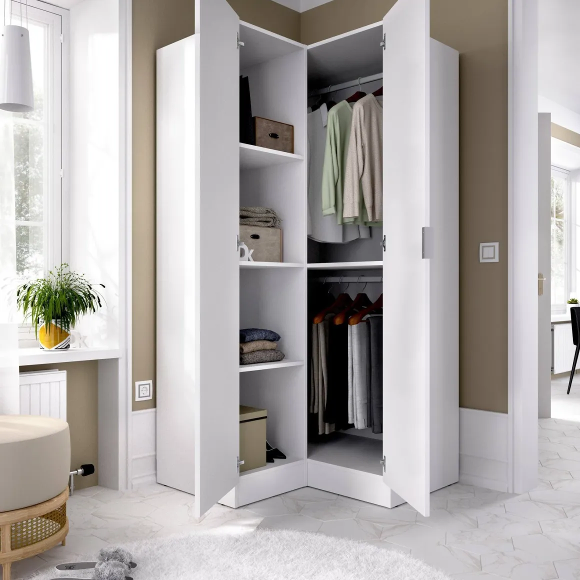 Guardaroba con ripiani regolabili bianco 90x184h cm - Aser
