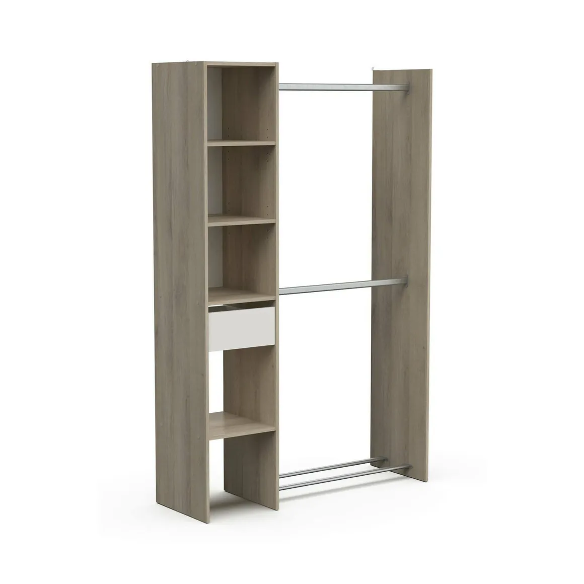 Guardaroba 2 Ante > Dmora Guardaroba con ripiani regolabili rovere e bianco opaco 79x165h cm - Ockhi Bianco Opaco, Marrone Rovere