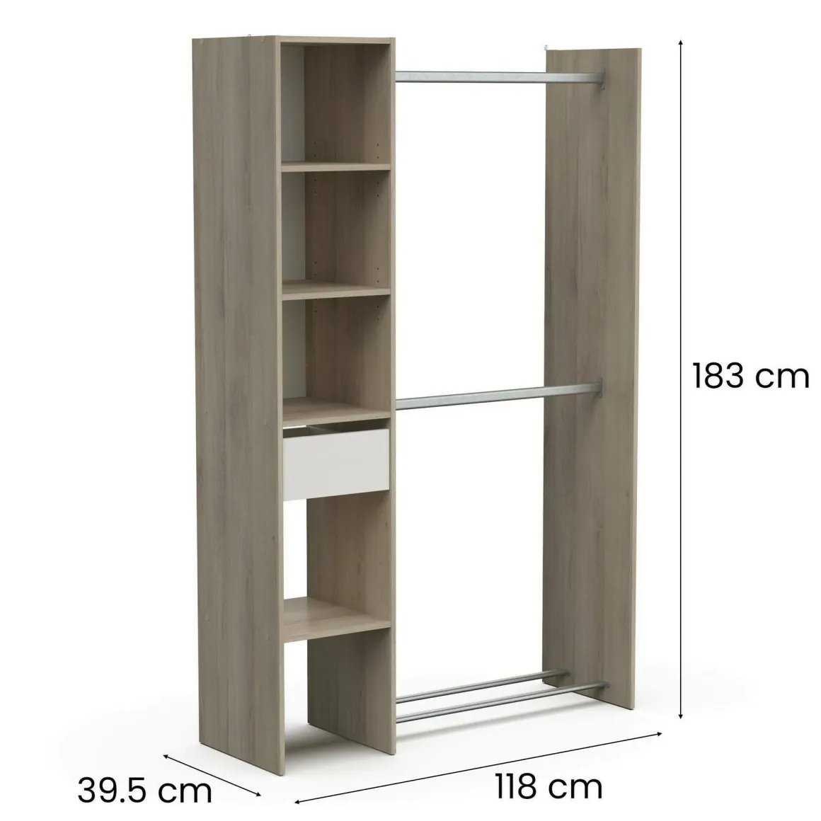 Guardaroba 2 Ante > Dmora Guardaroba con ripiani regolabili rovere e bianco opaco 79x165h cm - Ockhi Bianco Opaco, Marrone Rovere