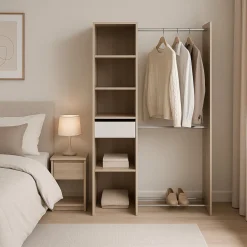 Guardaroba 2 Ante > Dmora Guardaroba con ripiani regolabili rovere e bianco opaco 79x165h cm - Ockhi Bianco Opaco, Marrone Rovere