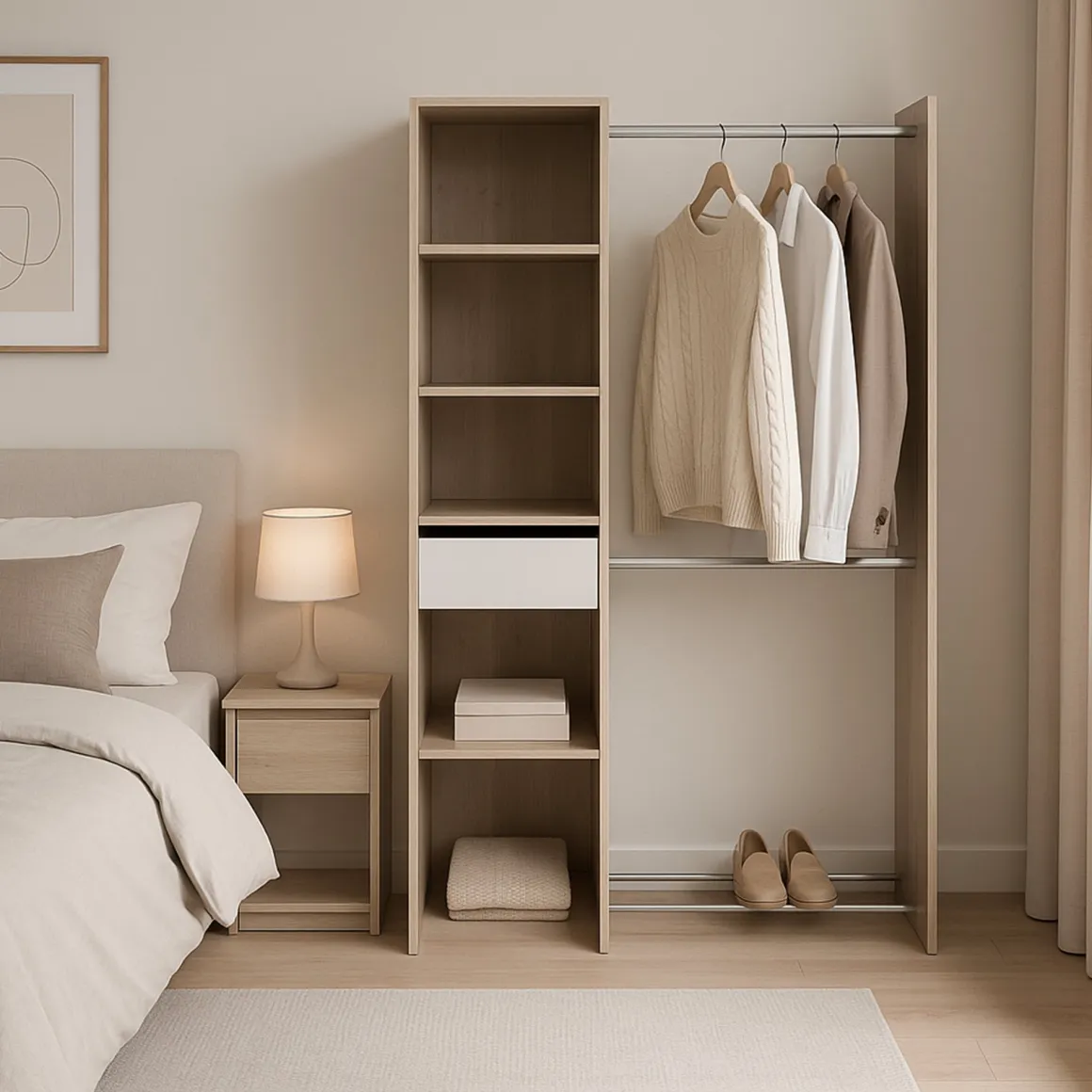 Guardaroba 2 Ante > Dmora Guardaroba con ripiani regolabili rovere e bianco opaco 79x165h cm - Ockhi Bianco Opaco, Marrone Rovere