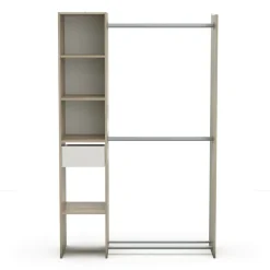 Guardaroba 2 Ante > Dmora Guardaroba con ripiani regolabili rovere e bianco opaco 79x165h cm - Ockhi Bianco Opaco, Marrone Rovere