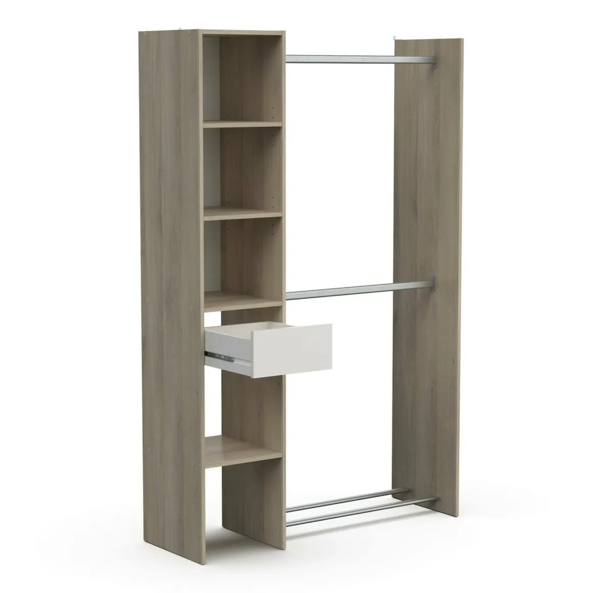 Guardaroba 2 Ante > Dmora Guardaroba con ripiani regolabili rovere e bianco opaco 79x165h cm - Ockhi Bianco Opaco, Marrone Rovere