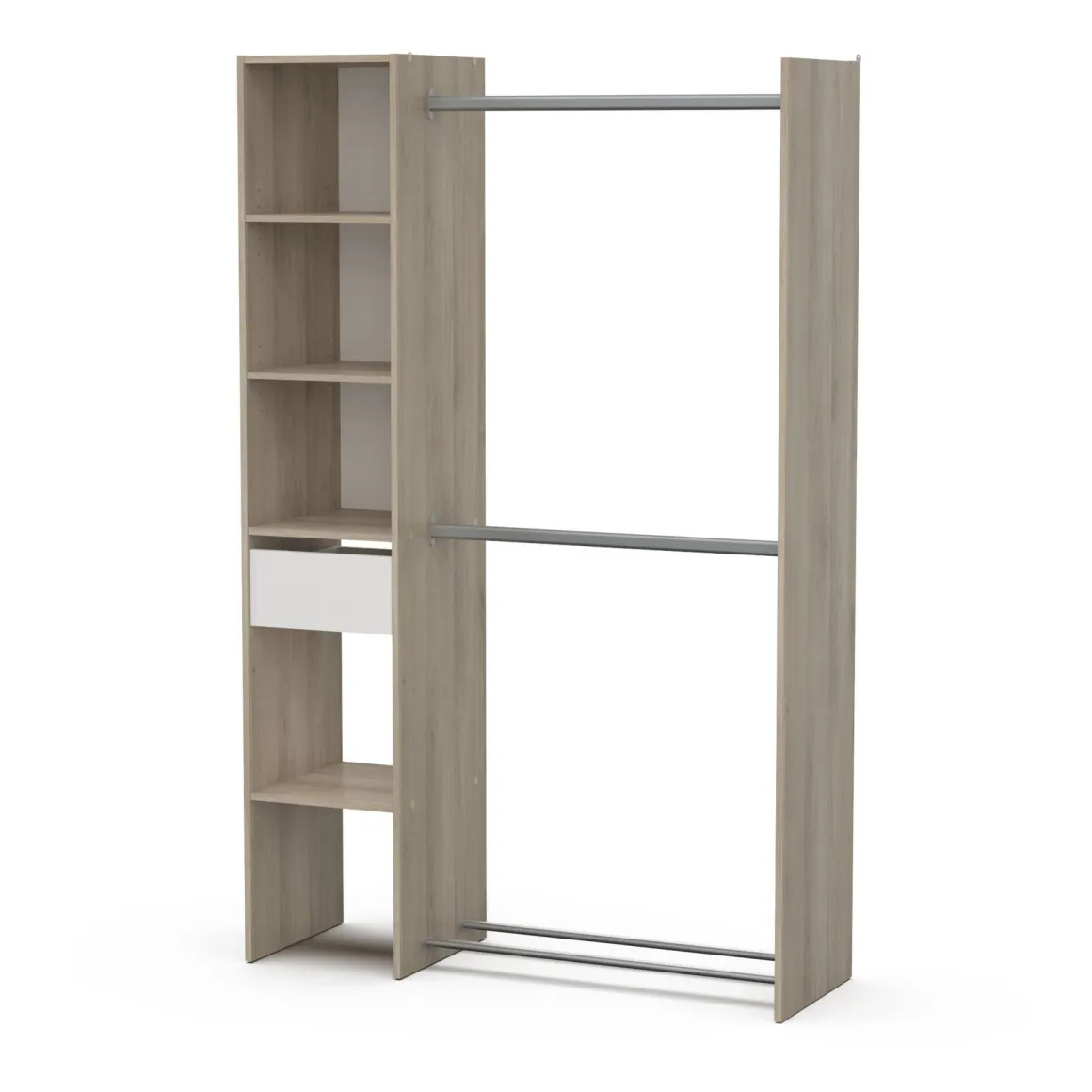 Guardaroba con ripiani regolabili rovere e bianco opaco 118x183h cm - Floriana