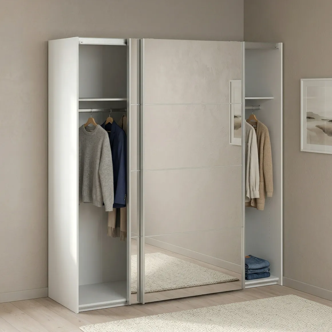 Guardaroba con specchio bianco 182x201h cm - Bema