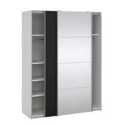 Guardaroba 2 Ante > Dmora Guardaroba con specchio bianco e nero 182x220h cm - Taxus Nero, Bianco