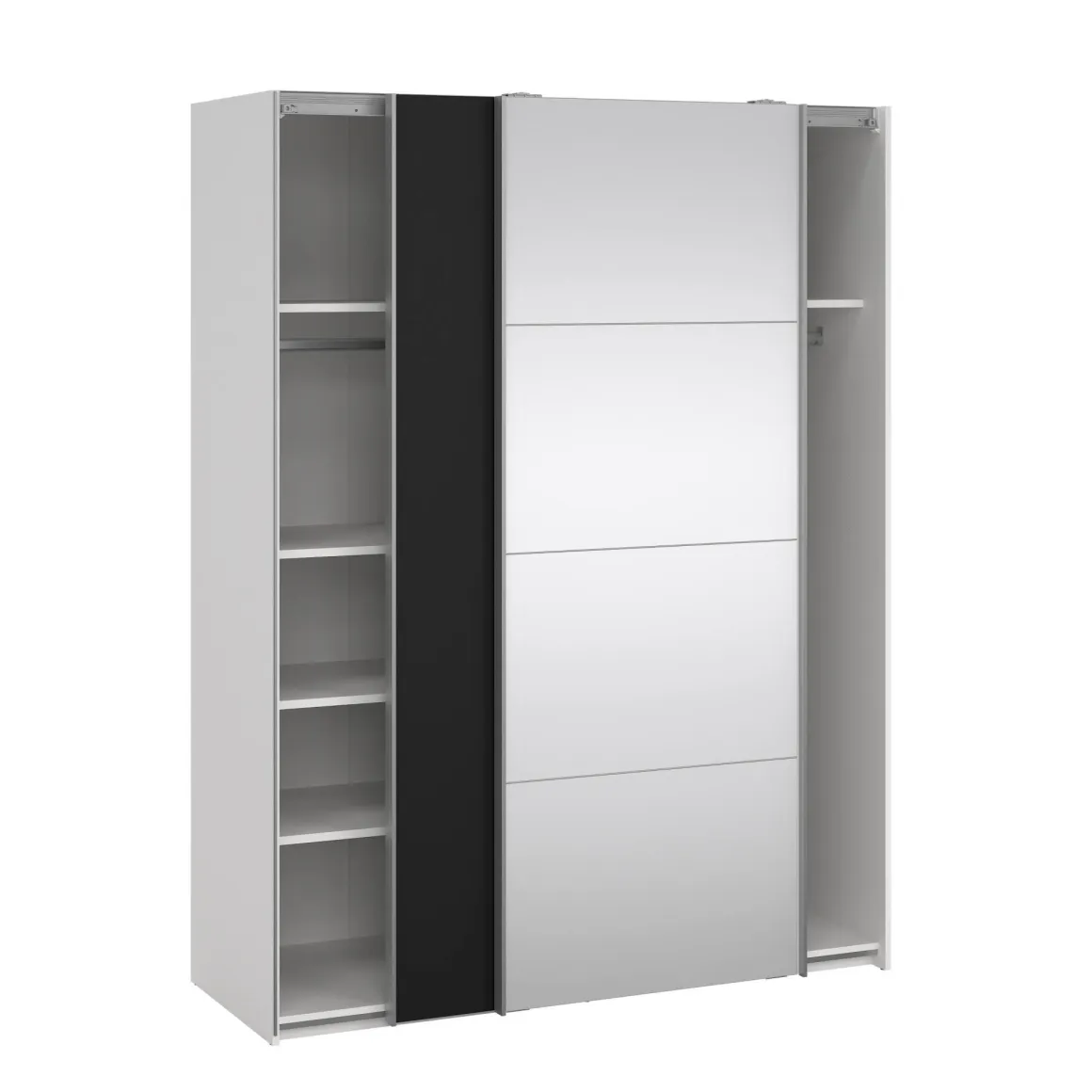 Guardaroba 2 Ante > Dmora Guardaroba con specchio bianco e nero 182x220h cm - Taxus Nero, Bianco
