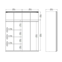 Guardaroba 2 Ante > Dmora Guardaroba con specchio nero e bianco lucido 242x220h cm - Catalina Bianco, Nero Lucido