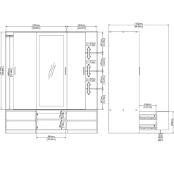 Guardaroba con specchio rovere 181x200h cm - Ljalkova