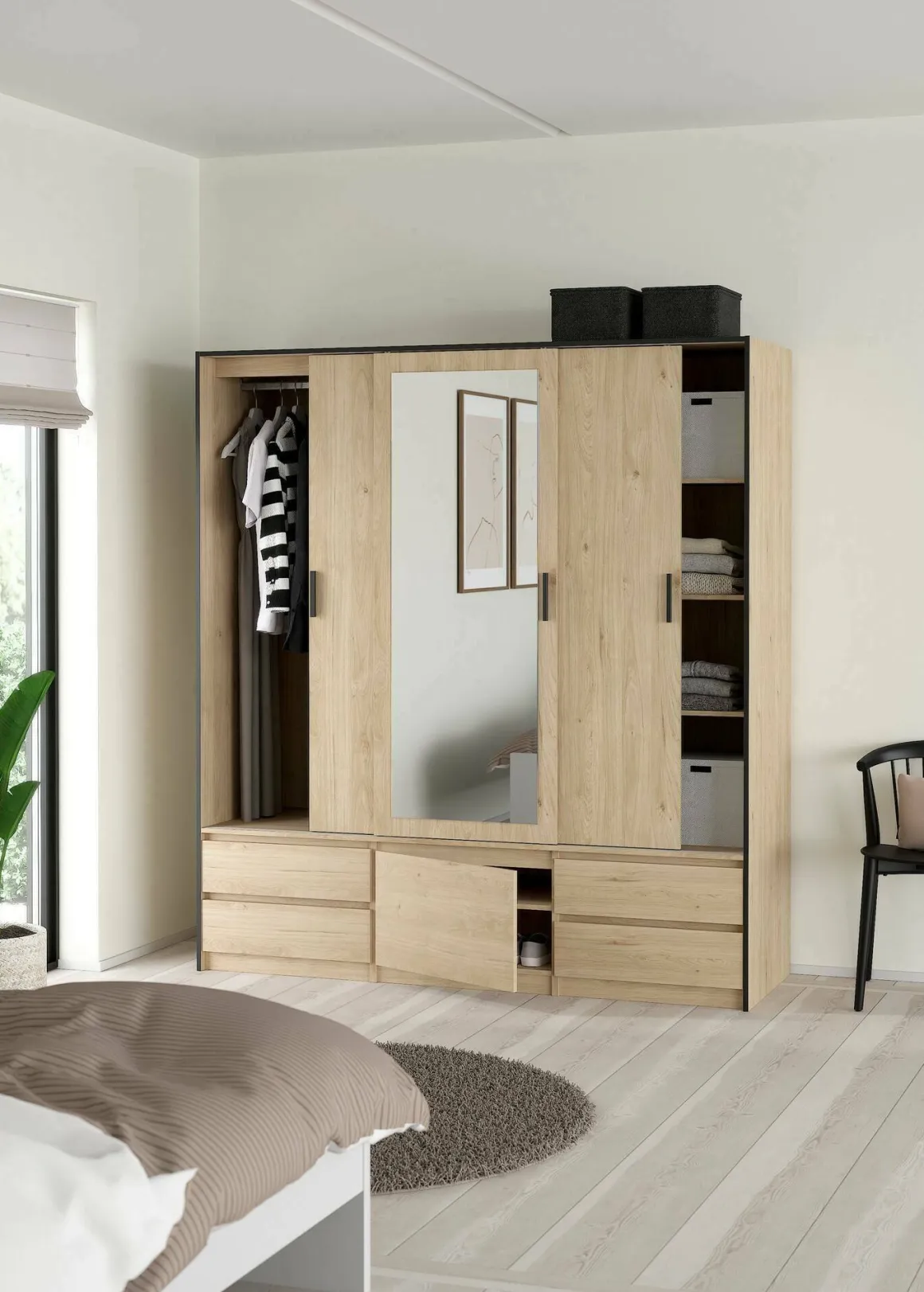 Guardaroba con specchio rovere 181x200h cm - Ljalkova