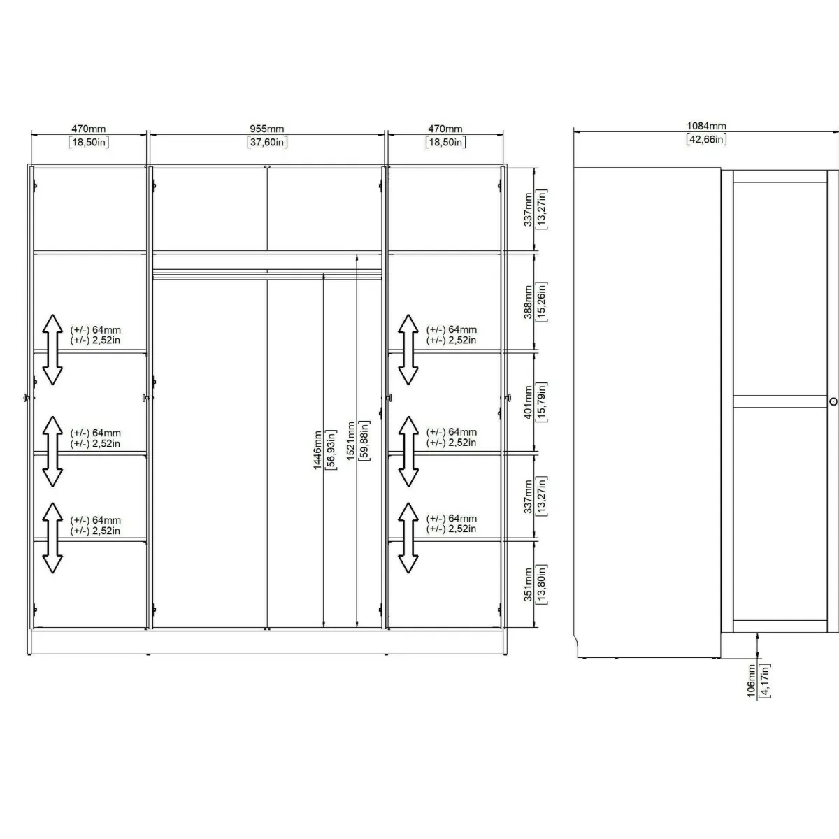 Altri Guardaroba > Dmora Guardaroba grande 4 ante rovere 195x200h cm - Presidenti Marrone Rovere