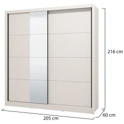 Altri Guardaroba > Dmora Guardaroba Grande Bianco Beige Nero Appendiabiti 8 Ripiani 251x215.5h cm, 12 Vani - Pedavena Nero, Bianco Beige