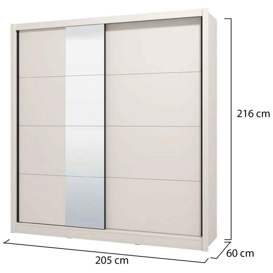 Altri Guardaroba > Dmora Guardaroba Grande Bianco Beige Nero Appendiabiti 8 Ripiani 251x215.5h cm, 12 Vani - Pedavena Nero, Bianco Beige