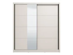 Altri Guardaroba > Dmora Guardaroba Grande Bianco Beige Nero Appendiabiti 8 Ripiani 251x215.5h cm, 12 Vani - Pedavena Nero, Bianco Beige