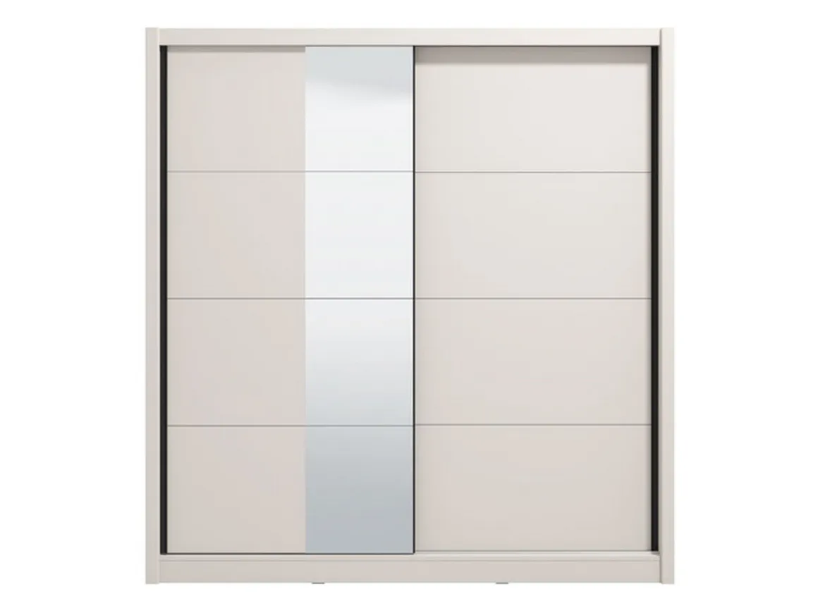 Altri Guardaroba > Dmora Guardaroba Grande Bianco Beige Nero Appendiabiti 8 Ripiani 251x215.5h cm, 12 Vani - Pedavena Nero, Bianco Beige
