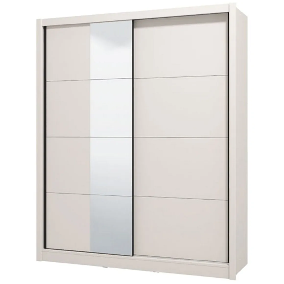 Guardaroba Grande Bianco Crema 5 Ripiani Appendiabiti 180x215.5h cm, 2 Ante - Manfredi