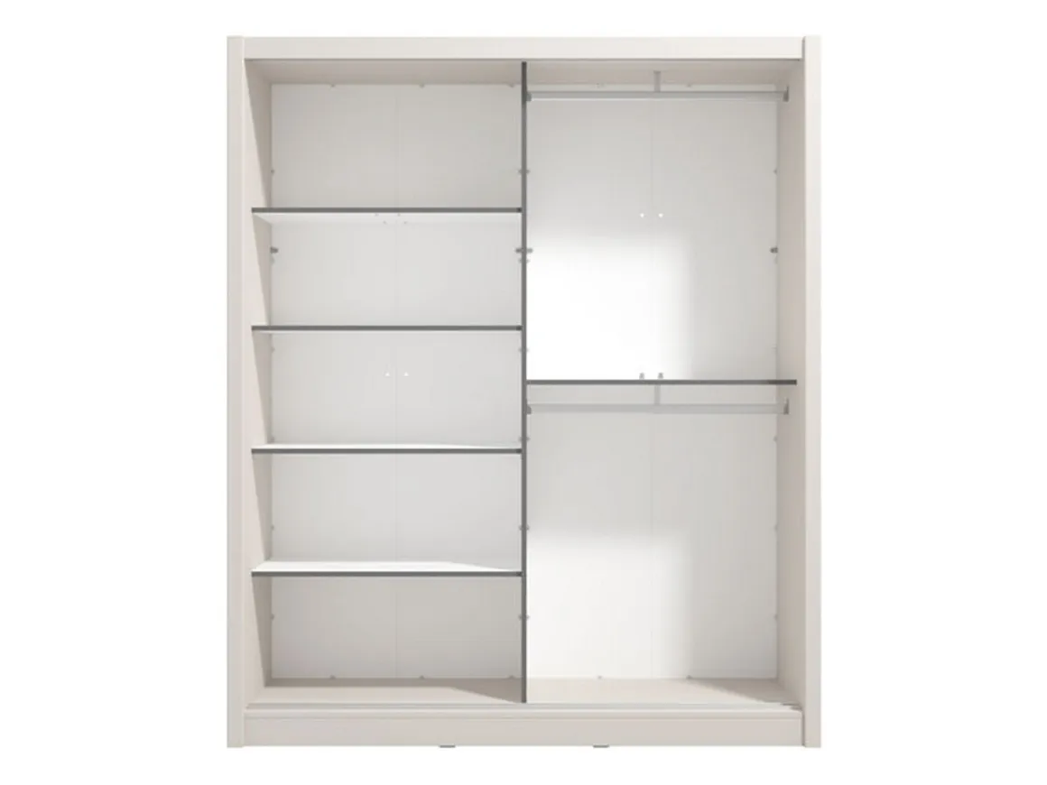 Guardaroba Grande Bianco Crema 5 Ripiani Appendiabiti 180x215.5h cm, 2 Ante - Manfredi