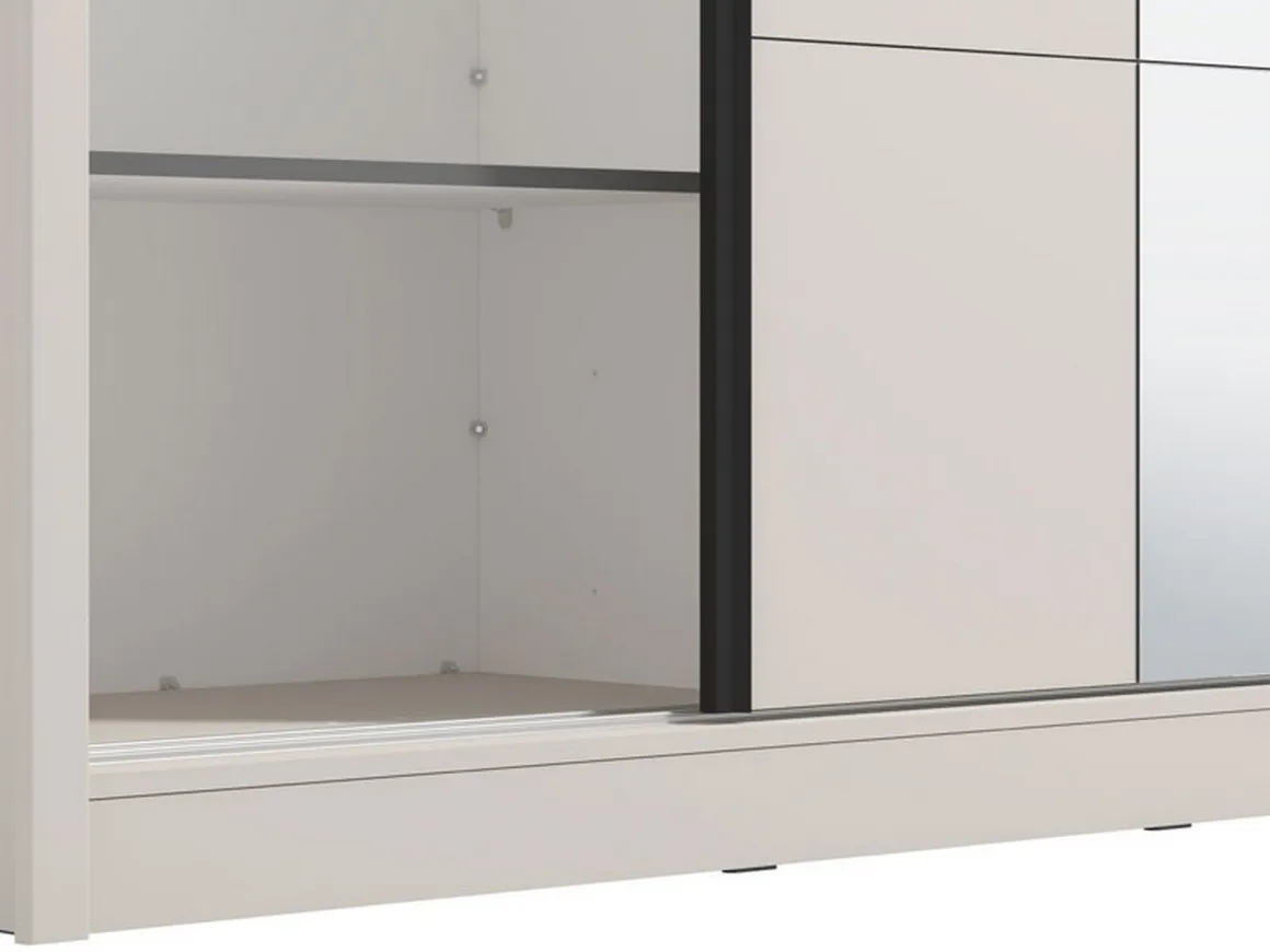 Guardaroba Grande Bianco Crema 5 Ripiani Appendiabiti 180x215.5h cm, 2 Ante - Manfredi
