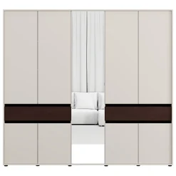 Altri Guardaroba > Dmora Guardaroba Grande Bianco Crema Marrone Noce un Cassetto 5 Ripiani 183x211h cm, Appendiabiti - Pai Marrone Noce, Bianco Crema