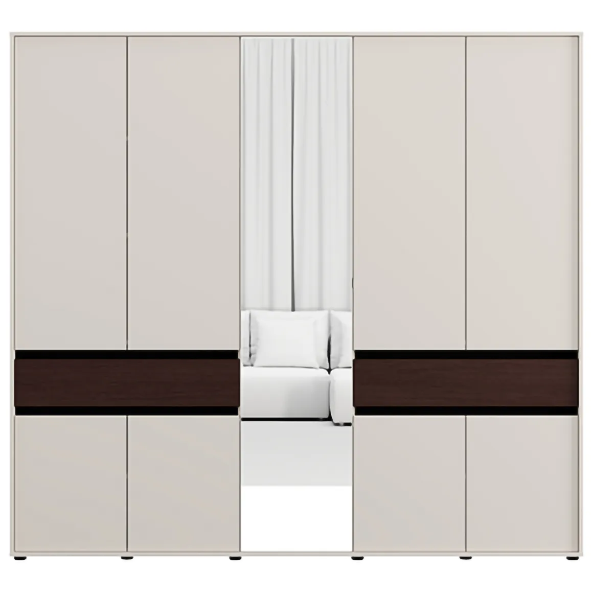 Altri Guardaroba > Dmora Guardaroba Grande Bianco Crema Marrone Noce un Cassetto 5 Ripiani 183x211h cm, Appendiabiti - Pai Marrone Noce, Bianco Crema