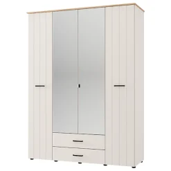 Altri Guardaroba > Dmora Guardaroba Grande Bianco Crema Marrone Rovere Nodi 2 Cassetti 4 Ripiani 179x226.5h cm, Appendiabiti - Merlino Marrone Rovere Nodi, Bianco Crema