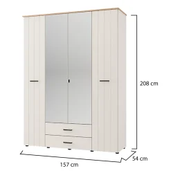 Altri Guardaroba > Dmora Guardaroba Grande Bianco Crema Marrone Rovere Nodi 2 Cassetti 4 Ripiani 179x226.5h cm, Appendiabiti - Merlino Marrone Rovere Nodi, Bianco Crema