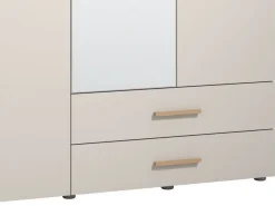 Altri Guardaroba > Dmora Guardaroba Grande Bianco Crema Marrone Rovere Nodi 2 Cassetti 4 Ripiani 179x226.5h cm, Appendiabiti - Merlino Marrone Rovere Nodi, Bianco Crema
