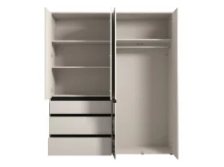 Altri Guardaroba > Dmora Guardaroba Grande Bianco Crema Nero 4 Ripiani un Cassetto 182.5x210.5h cm, Appendiabiti - Rifreddo Nero, Bianco Crema