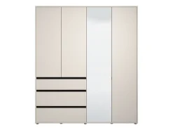 Altri Guardaroba > Dmora Guardaroba Grande Bianco Crema Nero 4 Ripiani un Cassetto 182.5x210.5h cm, Appendiabiti - Rifreddo Nero, Bianco Crema