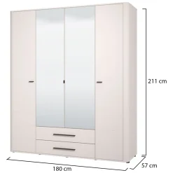 Altri Guardaroba > Dmora Guardaroba Grande Bianco Crema Nero Appendiabiti 2 Ripiani 145.5x217.5h cm, Apertura Scorrevole - Pasturo Nero, Bianco Crema