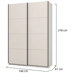 Altri Guardaroba > Dmora Guardaroba Grande Bianco Crema Nero Appendiabiti 2 Ripiani 145.5x217.5h cm, Apertura Scorrevole - Vialone Nero, Bianco Crema