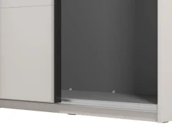 Altri Guardaroba > Dmora Guardaroba Grande Bianco Crema Nero Appendiabiti 2 Ripiani 220x217.5h cm, Apertura Scorrevole - Spartano Nero, Bianco Crema
