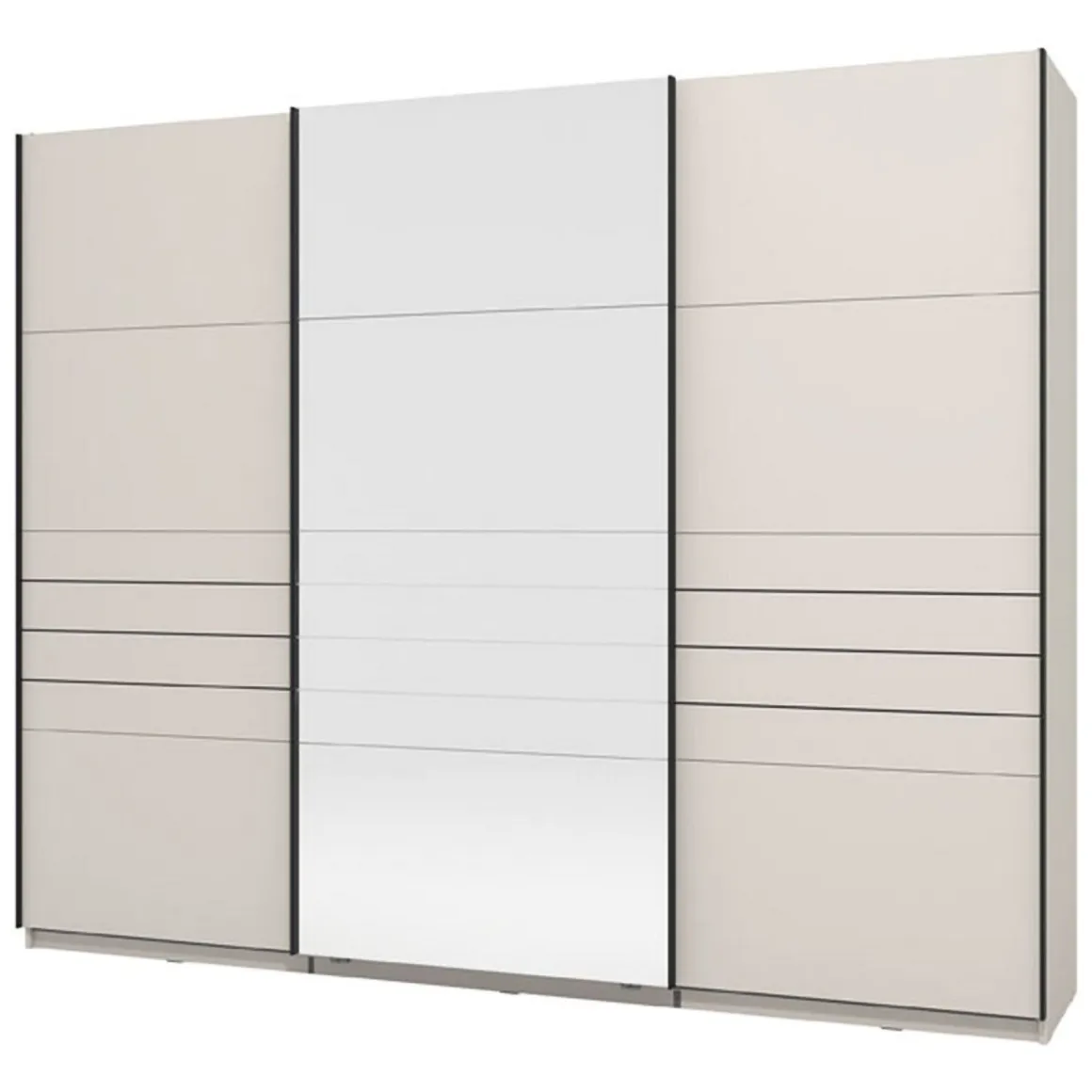 Altri Guardaroba > Dmora Guardaroba Grande Bianco Crema Nero Appendiabiti 4 Ripiani 155x208h cm, 6 Vani - Ifrane Nero, Bianco Crema