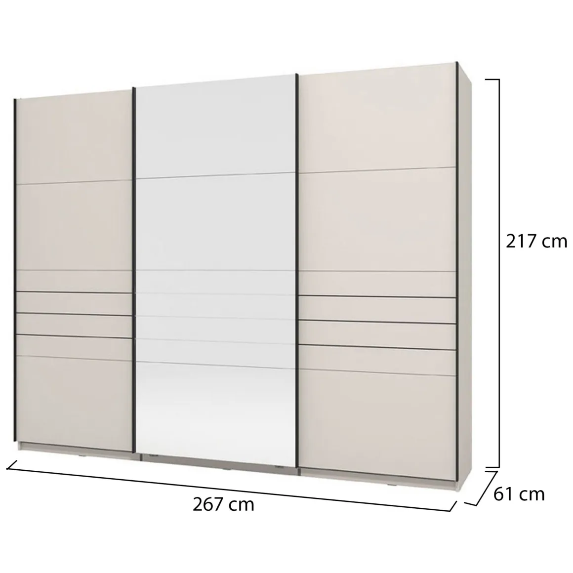 Altri Guardaroba > Dmora Guardaroba Grande Bianco Crema Nero Appendiabiti 4 Ripiani 155x208h cm, 6 Vani - Ifrane Nero, Bianco Crema
