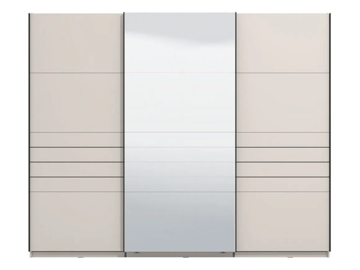 Altri Guardaroba > Dmora Guardaroba Grande Bianco Crema Nero Appendiabiti 4 Ripiani 155x208h cm, 6 Vani - Ifrane Nero, Bianco Crema