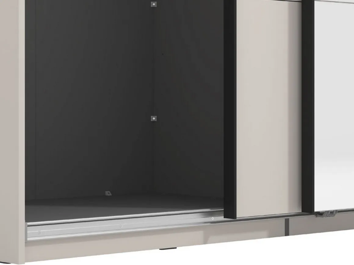 Altri Guardaroba > Dmora Guardaroba Grande Bianco Crema Nero Appendiabiti 4 Ripiani 155x208h cm, 6 Vani - Ifrane Nero, Bianco Crema
