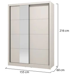 Altri Guardaroba > Dmora Guardaroba Grande Bianco Crema Trasparente Appendiabiti 2 Ripiani 245x217.5h cm, Apertura Scorrevole - Laghi Trasparente, Bianco Crema