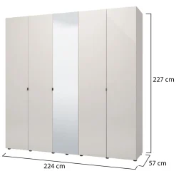 Guardaroba Grande Bianco Crema Trasparente Appendiabiti 8 Ripiani 224x226.5h cm, 12 Vani - Quarrata