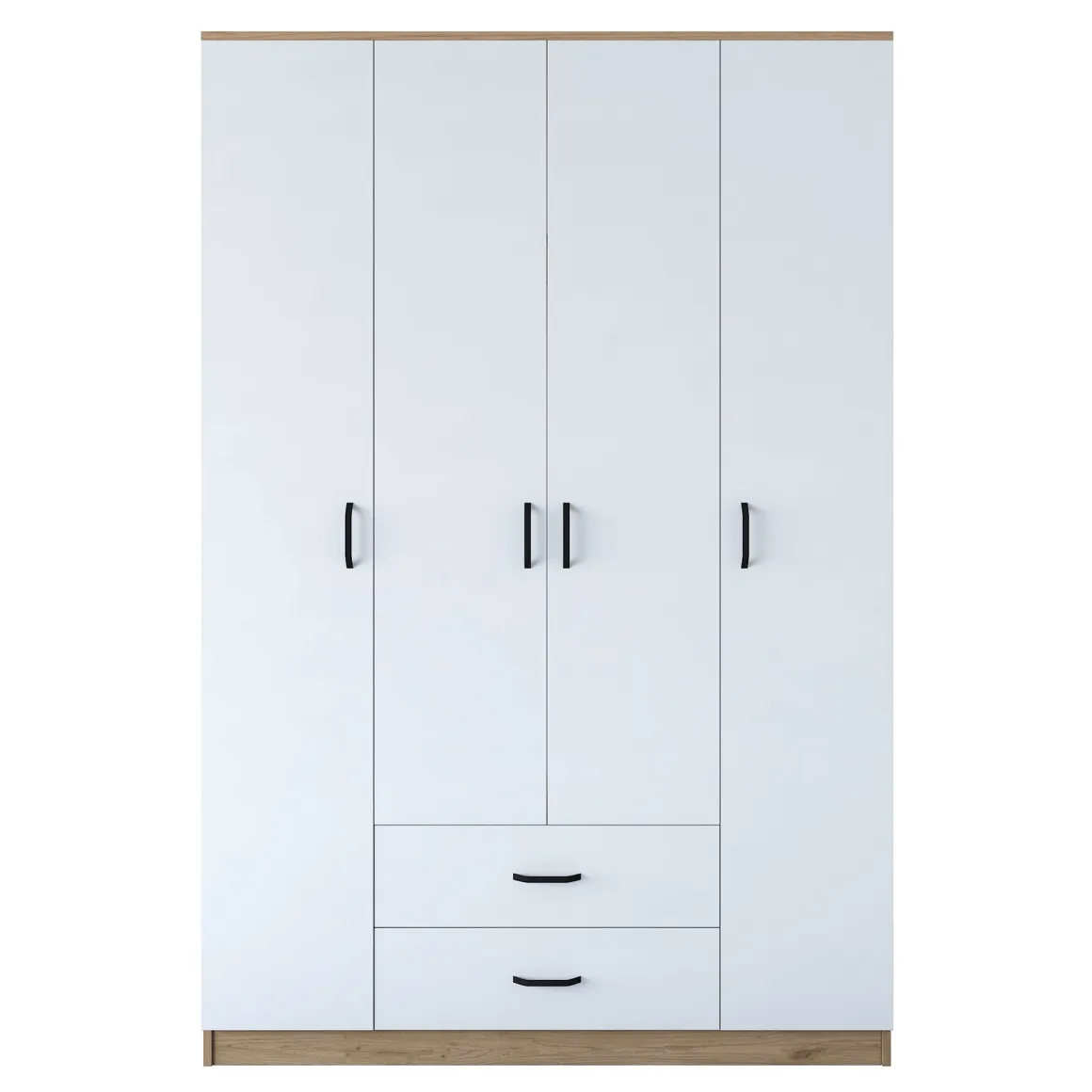 Guardaroba Grande Bianco Marrone Rovere 11 Ripiani 2 Cassetti 140x210h cm, Appendiabiti - Lavello
