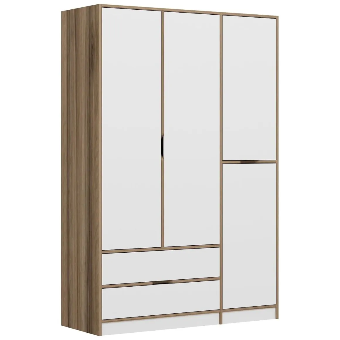 Altri Guardaroba > Dmora Guardaroba Grande Bianco Marrone Rovere 2 Cassetti Appendiabiti 170x183h cm, 9 Ripiani - Summonte Marrone, Bianco Rovere