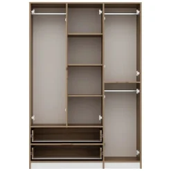Altri Guardaroba > Dmora Guardaroba Grande Bianco Marrone Rovere 2 Cassetti Appendiabiti 170x183h cm, 9 Ripiani - Summonte Marrone, Bianco Rovere