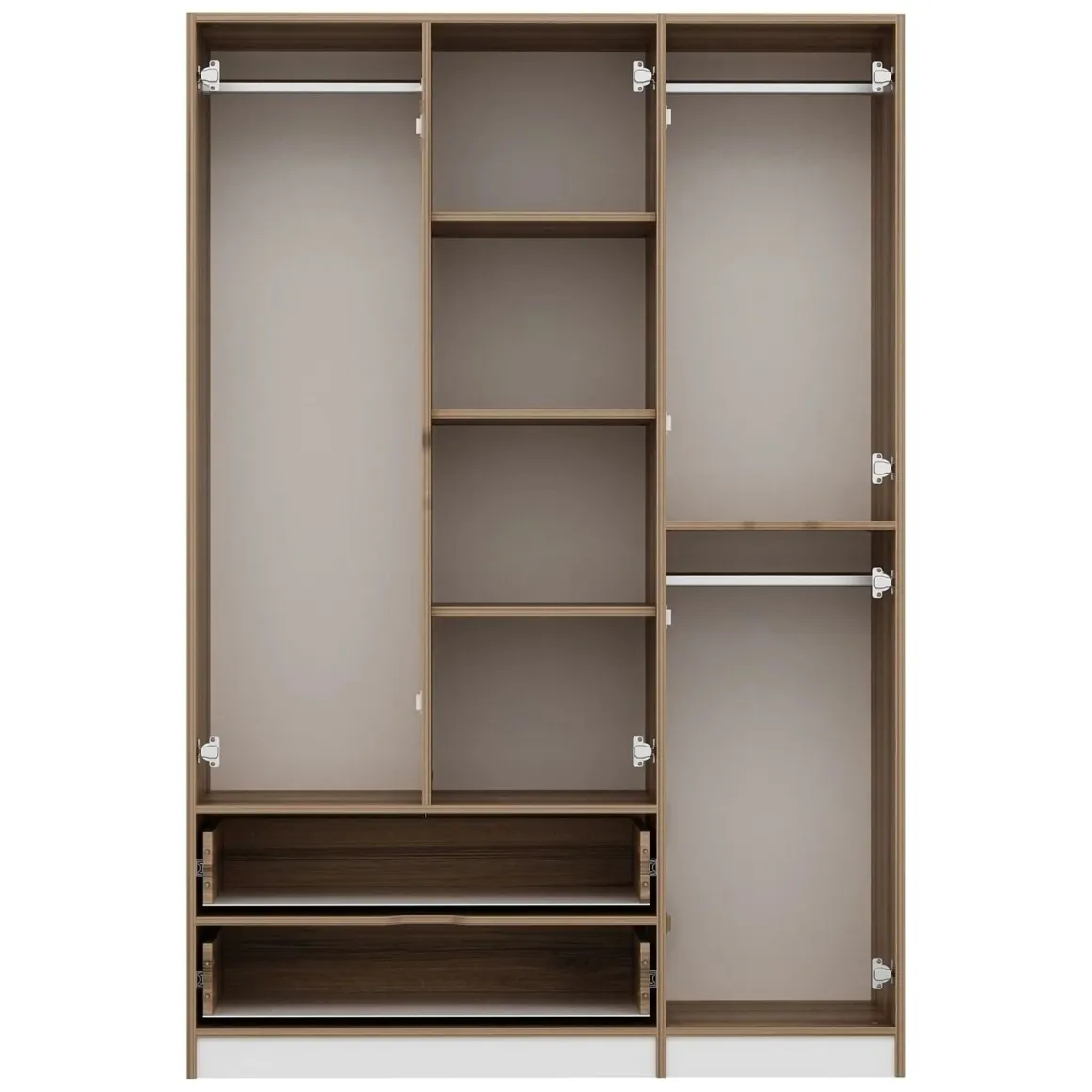 Altri Guardaroba > Dmora Guardaroba Grande Bianco Marrone Rovere 2 Cassetti Appendiabiti 170x183h cm, 9 Ripiani - Summonte Marrone, Bianco Rovere
