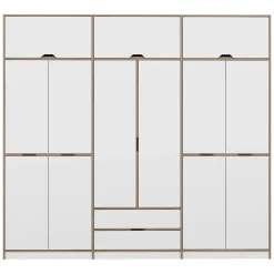 Altri Guardaroba > Dmora Guardaroba Grande Bianco Marrone Rovere 2 Cassetti Appendiabiti 277x253h cm, 4 Ripiani - Fissiraga Marrone, Bianco Rovere
