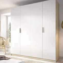 Guardaroba Grande Bianco Marrone Rovere 2 Ripiani Appendiabiti 51x204h cm, Cassetti - Holder