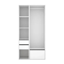Guardaroba Grande Bianco Marrone Rovere 6 Ripiani Appendiabiti 45x205h cm, 2 Cassetti - Cornwell