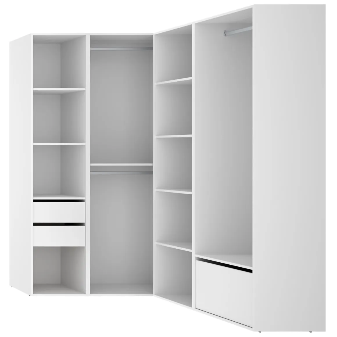 Cabine Armadio|Altri Guardaroba > Dmora Guardaroba Grande Bianco Marrone Rovere Modulabile 12 Ripiani 186x205h cm, Appendiabiti - Atwood Marrone Rovere, Bianco