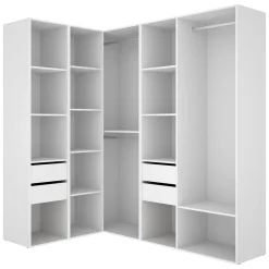 Guardaroba Grande Bianco Marrone Rovere Modulabile 12 Ripiani 186x205h cm, Appendiabiti - Boughton